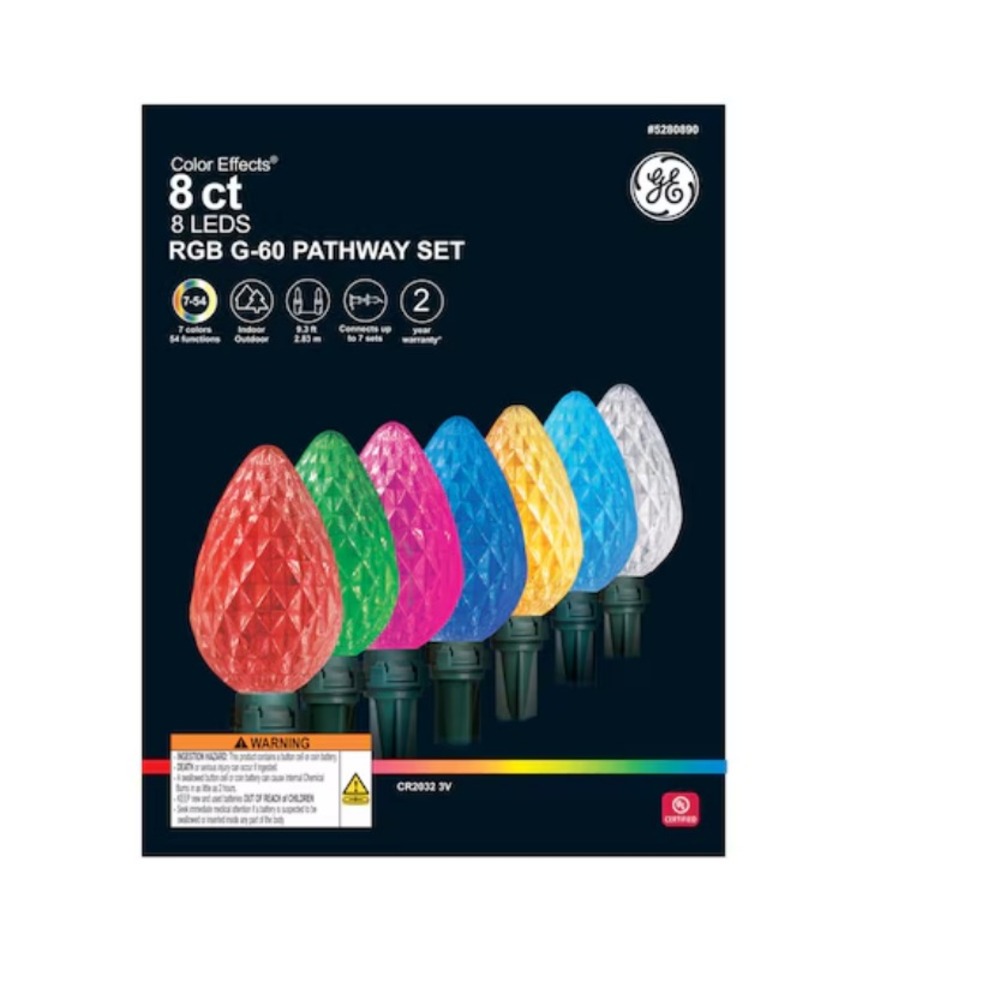 8 GE Color Effects‎ RGB G-60 LED Multicolor Multi-function Pathway Light Bulbs